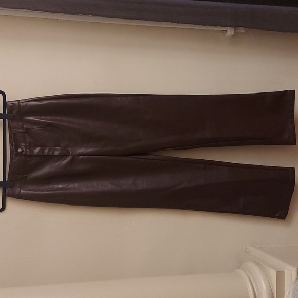 NASTY GAL Premium Faux Leather High Waisted Trouser in Chocolate Brown - Picture 6 of 15